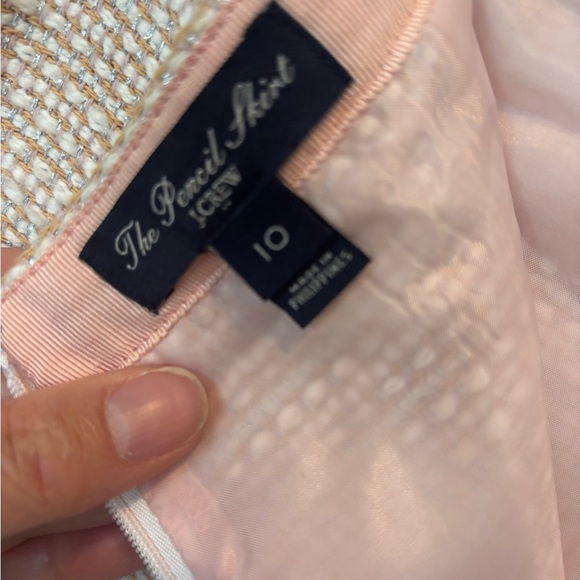 J. Crew Textured Cream Lined Pencil Skirt 10 - Picture 5 of 7